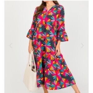 Vibrant Multicolor Floral Midi Dress